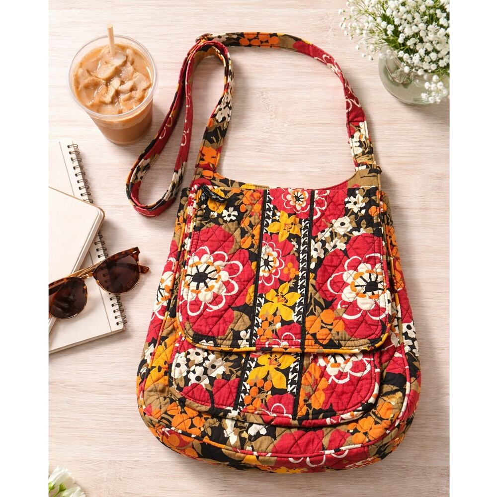 Retired Vera Bradley Bittersweet Quilted Crossbody Tote Bag Floral Vintage